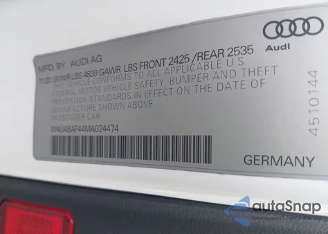2021 Audi A4 Premium 40 Tfsi Quattro S Tronic из США, поврежденный, VIN WAUABAF44MA024474